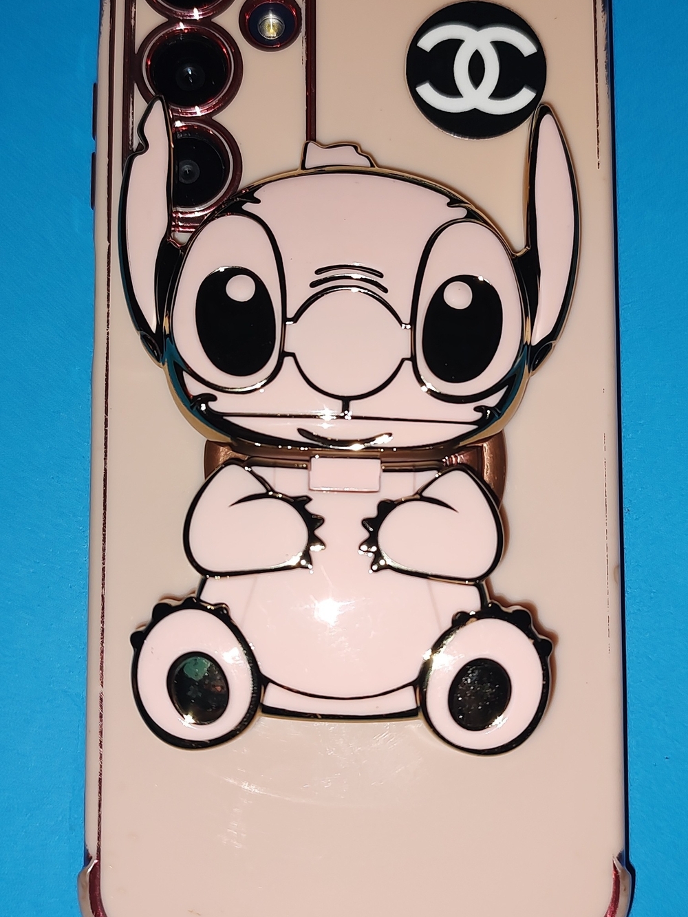 New! Pink Stitch Phone Grip With Mirror